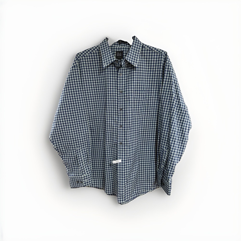 Jos A Bank Mens XXL Green Blue Cotton Button Down Shirt Casual EUC W83
